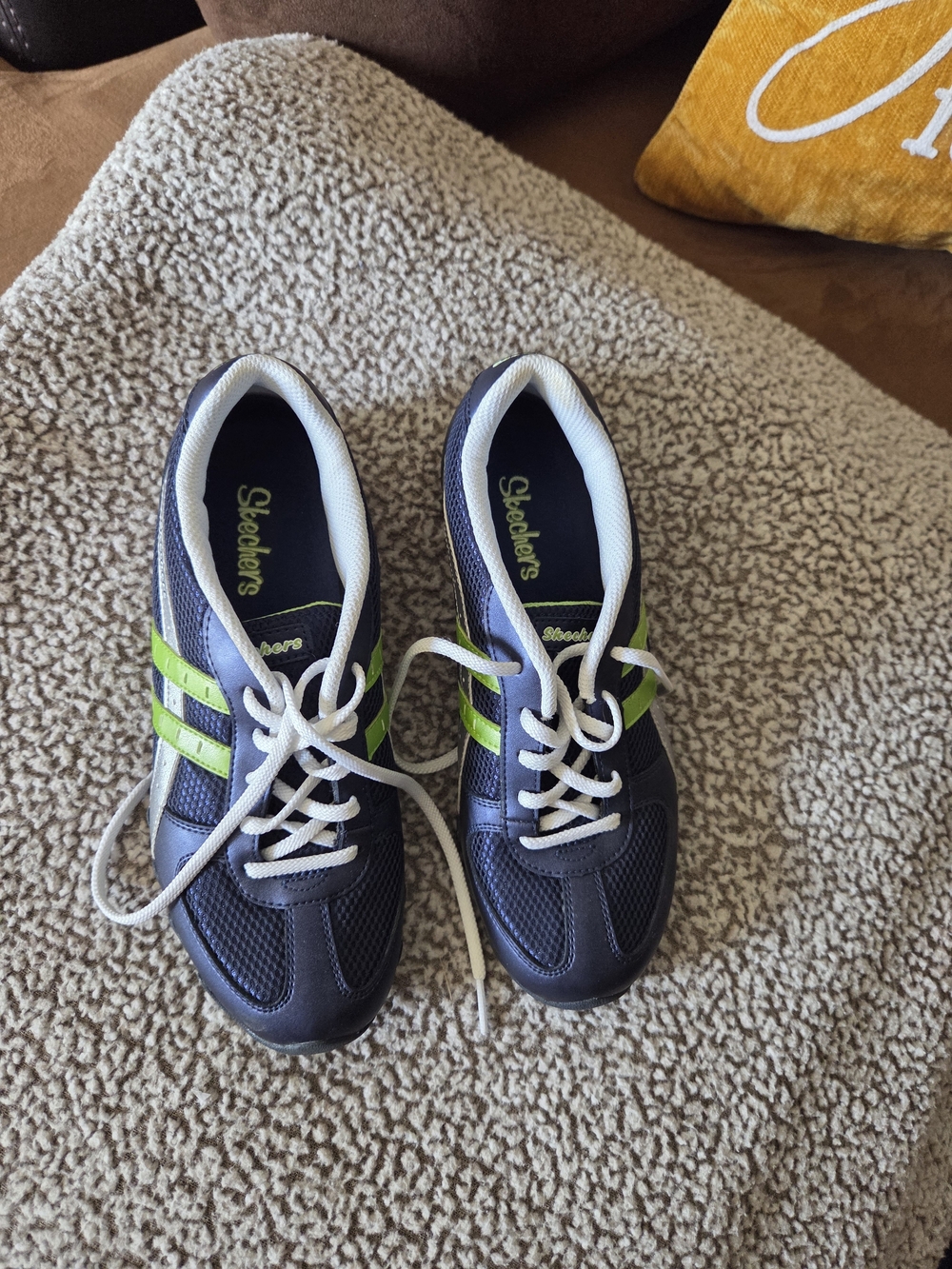 Skechers Navy with Lime Green Accent Women's Athletic Sneakers